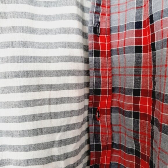 GAP Utility Sleeve Lined Plaid Button-Up Shirt Top Red Gray Kids Youth Sz XL - Picture 5 of 15